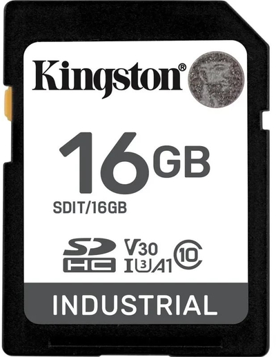 Kartë memorie Kingston SDHC Industrial SDIT/16GB, 16GB, Class 10 V30, e zezë