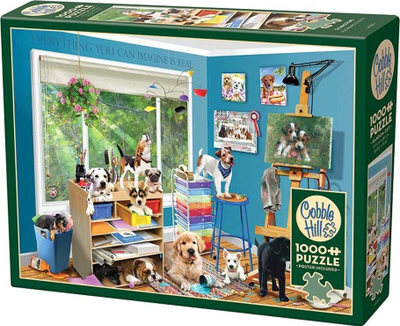 Puzzle Studio Pups Jigsaw, ilustrime qenushësh, shumëngjyrësh