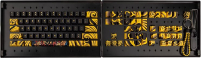 Set kapakësh tastiere Traitors TIGER SKETCH Limited, PBT, layout UK ISO, zi me të verdhë