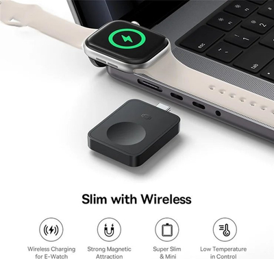 Магнетски полнач без кабли Baseus Mini, 2.5W, за Apple Watch S1 S10 SE Ultra, бел