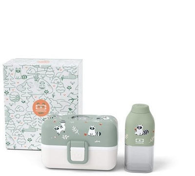Set enësh për fëmijë Kids Euroswan MB-Set Kids Giftbox, 3 copë, motiv rakun, jeshile pastel