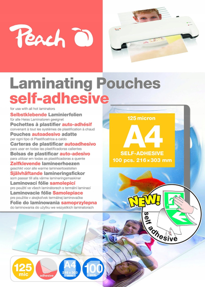 Fletë laminimi Peach S-PP525-17, A4, vetëngjitëse, transparente