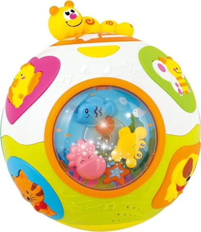Lodër top interaktiv për beba Cheerful Ball, me drita edhe tinguj, shumëngjyrësh