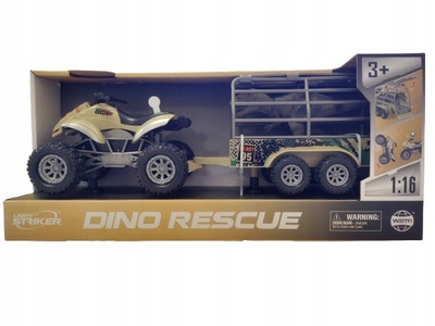 Lodër katërcik Dino Rescue Madej, me rimorkio, me drita dhe zëra, shumëngjyrëshe