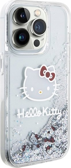 Mbulesë telefoni Hello Kitty HKHCP14XLIKHET, për iPhone 14 Pro Max 6.7\", hardcase me shkëlqim glitter, ngjyrë argjendtë