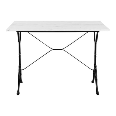 Tavolinë mermeri HM464, strukturë gize, 100x60x72 cm, e bardhë