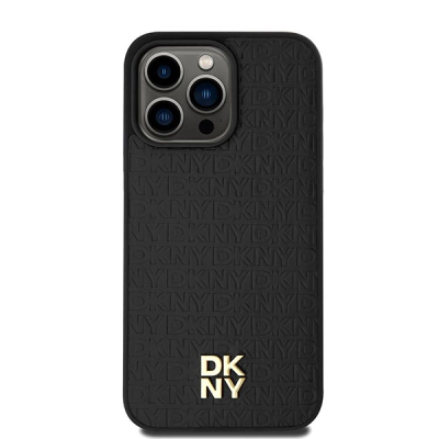 Kapak telefoni DKNY PU Leather Repeat Pattern, MagSafe, për iPhone 15 Pro Max, i zi