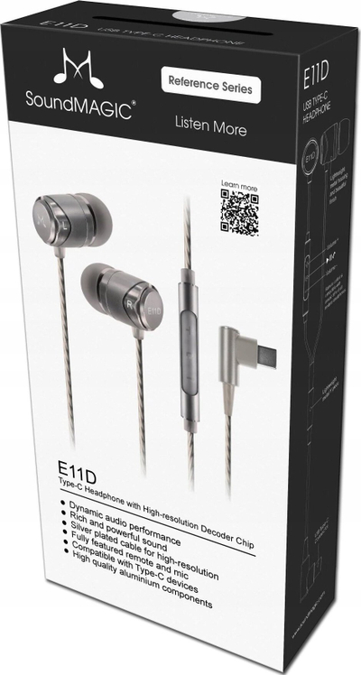 Слушалки во уво SoundMAGIC E11D, USB C, со микрофон, сребрени