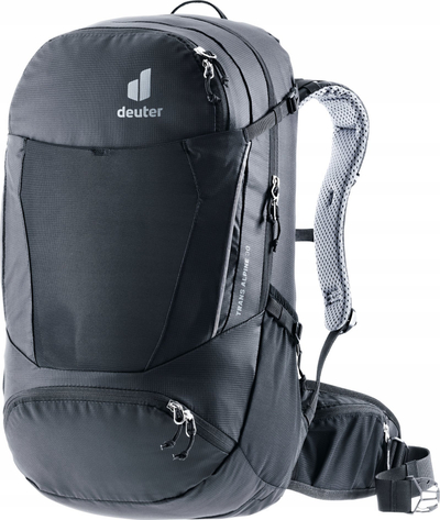 Çantë biçiklete Deuter Trans Alpine 30, 30L, me sistem Airstripes, e zezë