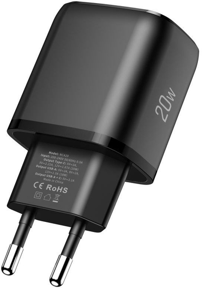 Karikues muri Tech-Protect NCA20, 20W PD QC3.0, 2 porta USB, i zi