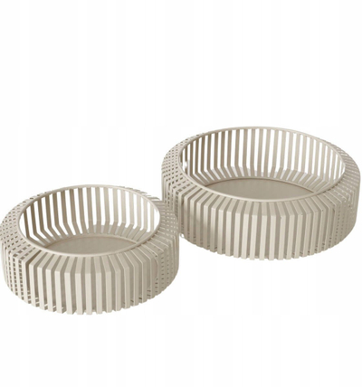 Enë dekorative Boltze Home Viki, set me 2 copa, metal, bezhë