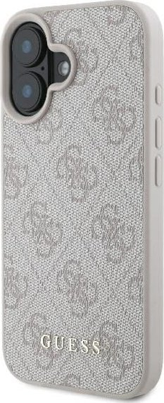 Mbrojtëse telefoni Guess 4G Classic Rowe për iPhone 16 Plus 6.7", eco-leather, bezhë