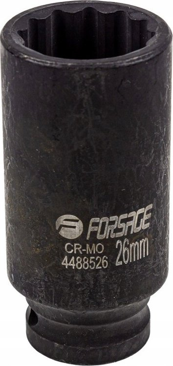 Nasadkë goditëse e thellë Forsage 1/2", 26mm 12-këndëshe, e zezë