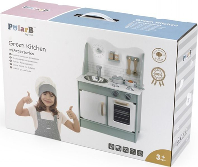 Kuzhinë lodër druri PolarB Kitchen Viga Toys, me aksesorë, mente