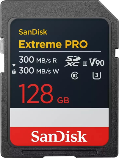 Kartë memorie SanDisk Extreme Pro, 128GB, SDXC UHS-II V90, 300MB/s