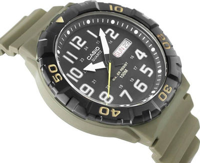 Ora dore Casio MRW210H 5A, analog, rezistente ndaj ujit 100m, khaki