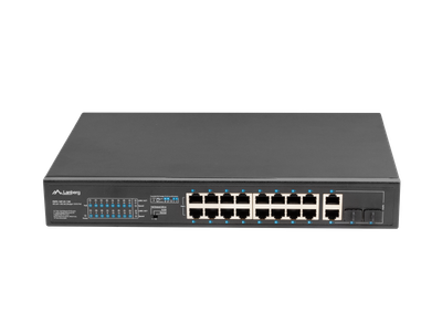 Switch rrjeti Lanberg RSFE-16P-2C-150, 16 porta PoE, 2 porta Gigabit, i zi