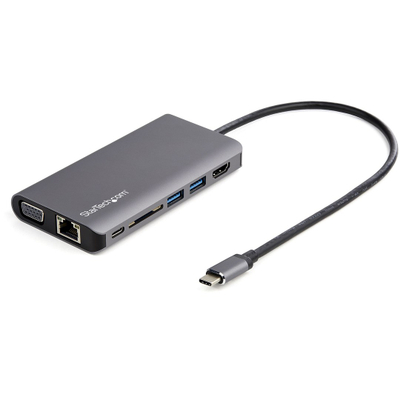 Përshtatës shumëportësh Startech, USB-C, HDMI/VGA, 100W, gri