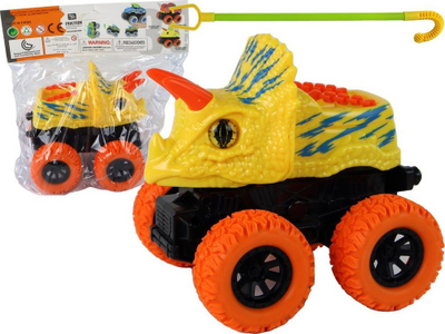 Makinë lodër LEAN Toys Triceratops, friction drive, e verdhë