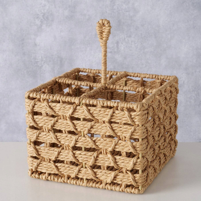 Shportë rregulluese Boltze Home Chariso, 17x17x21cm, letër e thurur, ngjyrë natyrale