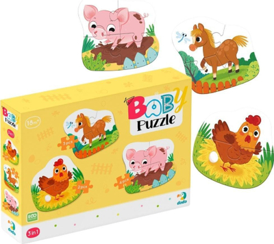 Puzzle 3 në 1 Dodo A Day on the Farm, 3 puzzle, për kalamaj 18+