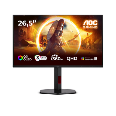 Monitor gaming AOC G4 Q27G4SDR, 26.5", 2560x1440 QHD, 360Hz, i zi me të kuqe
