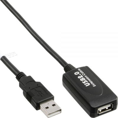 Kabllo InLine USB-A - USB-A (34611I), 10 m, e zezë