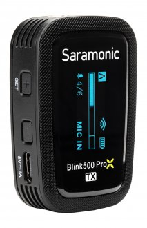 Безжичен микрофонски предавател Saramonic Blink 500 ProX TX, 8GB, внатрешно снимање, црн