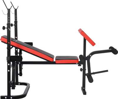 Stol ushtrimesh FUNFIT Preacher Curl, i rregullueshëm, palos, ngjyrë zi me të kuqe