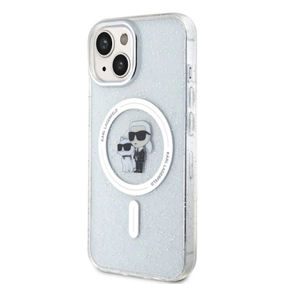 Futrollë Karl Lagerfeld Karl &amp; Choupette, MagSafe, për iPhone 15 Plus, transparente me shkëlqim