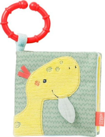Libër prej cope për bebe Fehn Happy Dino, me unazë varëse, shumëngjyrësh