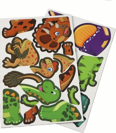 Puzzle magnetik Leantoys, me dinosaurë, me tabelë të bardhë