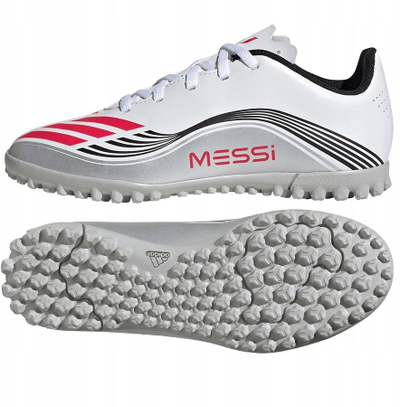 Këpucë futbolli adidas F50 Messi Club TF Jr JP7453, për bar sintetik, për kalamaj, të bardha