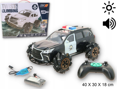 Makina e policisë me telekomandë Gazelo G162300, Off Road, rrotullim 360°, me drita