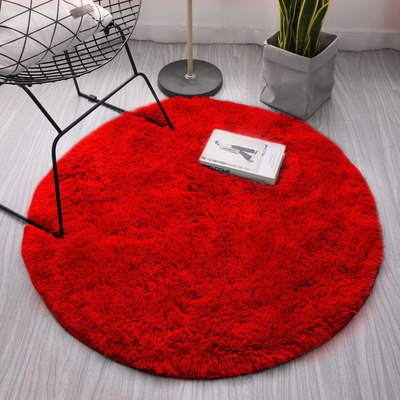 Tapet rrumbullak Strado Shaggy Round, 160 cm, poliestër, i kuq