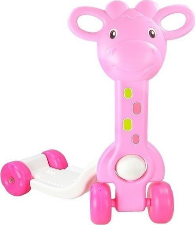 Trotinet për kalamaj Leantoys Giraffe NO.1003A, 4 rrota, rozë