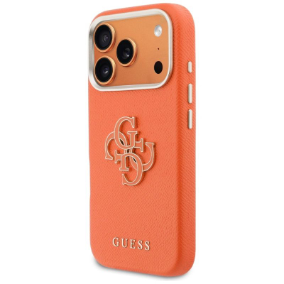 Kapak telefoni Guess Hardcase Resin Logo për iPhone 17 Pro Max, mbrojtës, portokalli