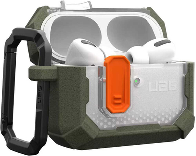 Kuti mbrojtëse Urban Armor Gear Plasma për AirPods Pro 3G, me karabinë, ngjyrë ulliri