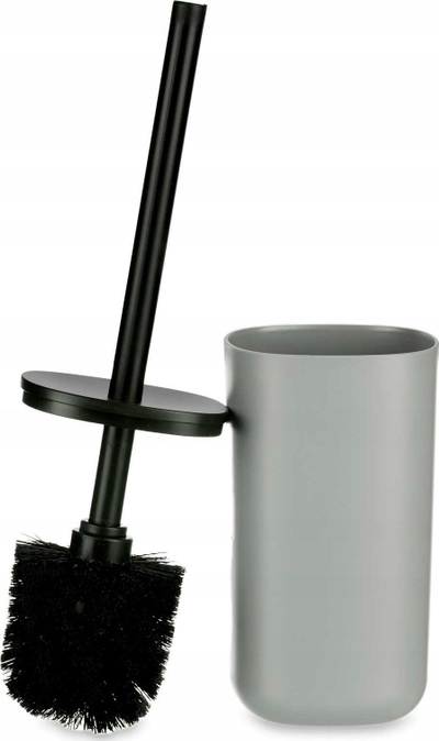 Furçë WC Berilo, enë plastike me kapak, 9.6 x 35 cm, gri