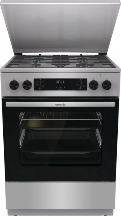 Shporet me gaz dhe furrë elektrike Gorenje G600 GKS6C71XF, 4 vatra, 71L, inox