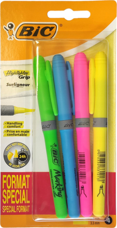 Marker nënvizues BIC Special Format, set 4 copë, shumëngjyrësh
