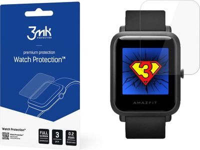 Fletë mbrojtëse 3mk Watch Protection për Xiaomi Amazfit Bip S, pako me 3 copë, 0.2 mm, transparente