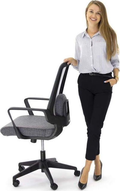 Karrige zyre ergonomike Ertusolid AMO-70, gas lift, mbështetëse rrjete, gri melange