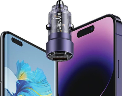 Karikues makine Usams C39, USB dhe USB C, 60W Fast Charge, i vjollcë