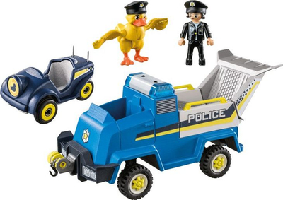 Lodër Playmobil Duck On Call 70915, makinë policie me drita dhe zë, 35 copa, blu
