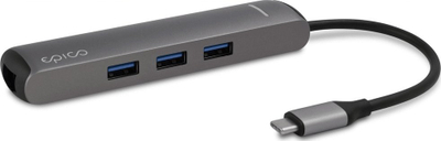 Hub USB C Epico Slim, HDMI 4K, Ethernet, gri