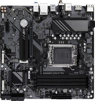 Матична плоча Gigabyte B650M D3HP AX, 5+2+2 фаза VRM, DDR5 EXPO/XMP 7600 MHz, Wi-Fi 6E, црна боја