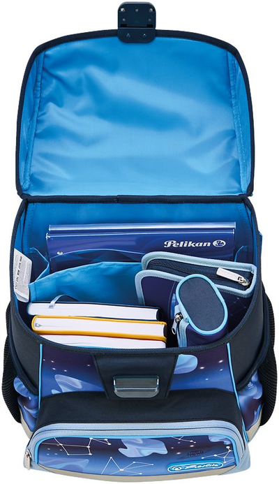 Çantë shkolle Herlitz Loop Cosmo Explorer, ergonomike, për 6-9 vjeç, blu