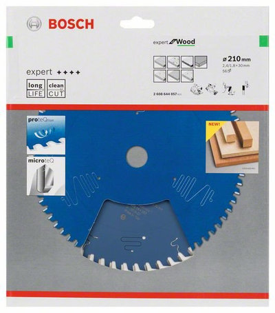 Disk sharrë rrethore Bosch Expert for Wood 2608644057, 210mm, 56 dhëmbë, argjend