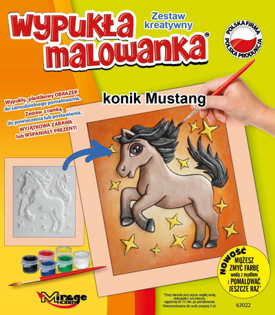 Set pikturimi 3D Mirage Hobby Mustang Horse, reliev plastik, me bojëra uji, shumëngjyrësh